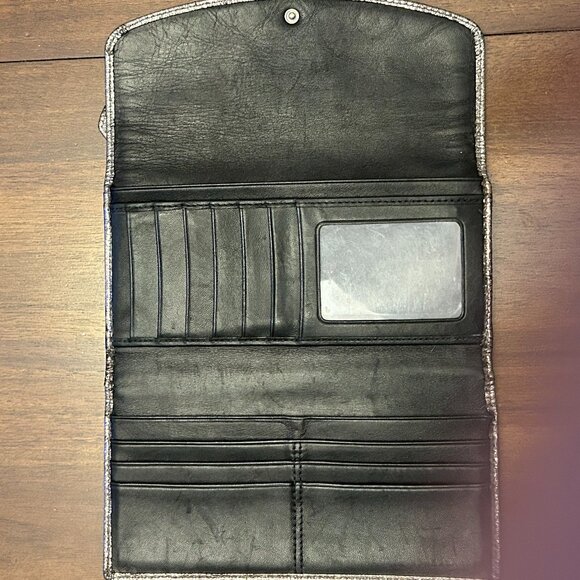 Coach Metallic Pewter Leather Wallet Silver - Picture 11 of 16